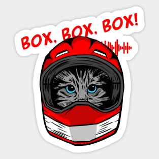 funny cat driver – Box, box, box! (Carlo) Sticker